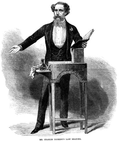 Charles Dickens 1812-70, dando sua última leitura pública em St Jamess Hall, Londres, 5 de março de 1870 de Unbekannt