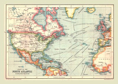 Carta do Atlântico Norte, 1902. de Unbekannt