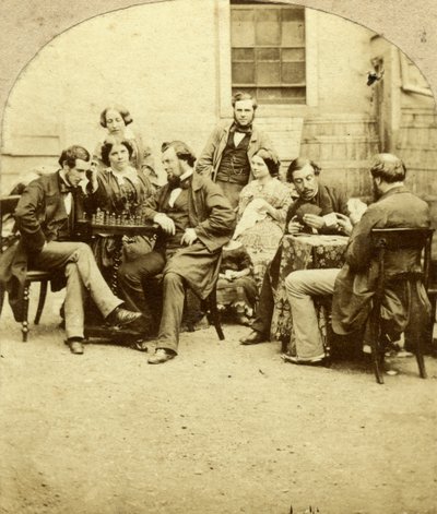 Xadrez e cartas, c1850s de Unbekannt