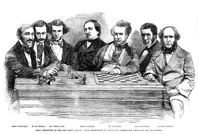 Celebridades do xadrez no final da reunião de xadrez, 1855 de Unbekannt