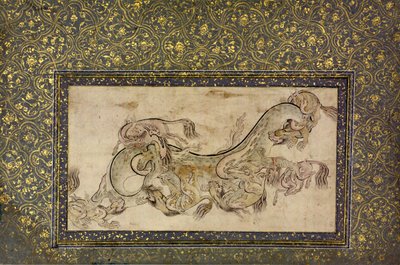 Chilins criaturas quiméricas chinesas lutando com um dragão, século XVI. de Unbekannt