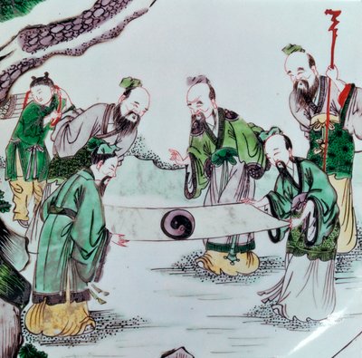 Prato chinês mostrando uma cena de adivinhação, século XVII de Unbekannt