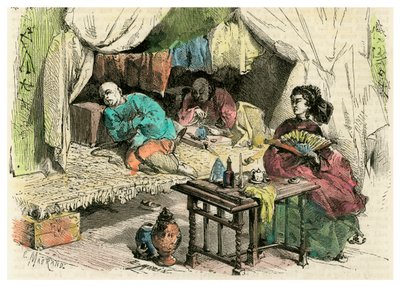 Fumantes chineses de ópio, século XIX de Unbekannt