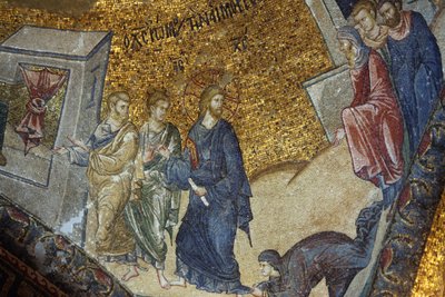 Chora church museum : mosaico representando a mulher pedindo a Jesus a restauração de sua saúde Istambul Turquie de Unbekannt