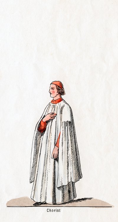 Chorister, figurino para a peça de Shakespeares, Henrique VIII, século XIX de Unbekannt