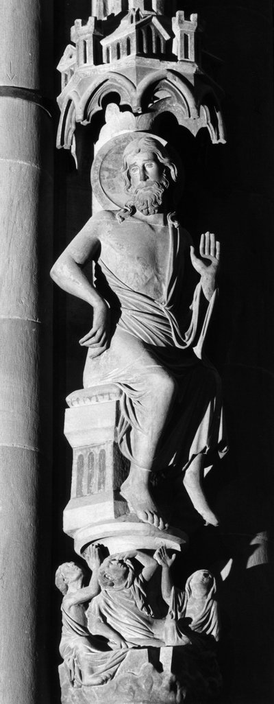 Cristo Juiz Escultura na coluna dos anjos. Cathedrale Notre Dame de Strasbourg (Baixo Reno) de Unbekannt