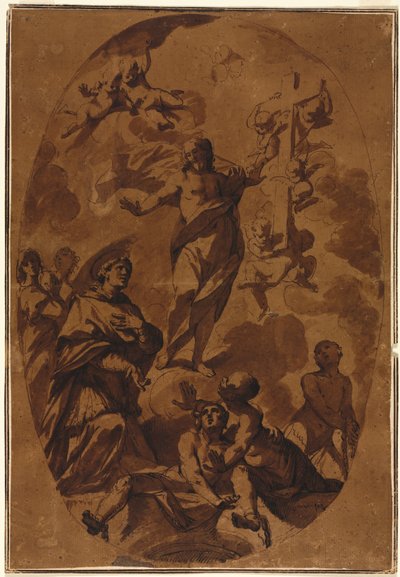 Cristo Triunfante Aparecendo em um Santo Intercedente, 1600s. de Unbekannt