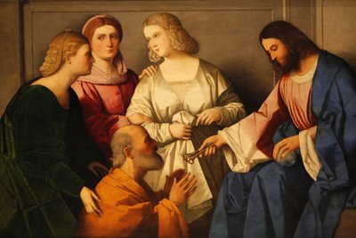 Cristo dando as chaves de São Pedro por Vincenzo Catena Madrid Espanha de Unbekannt