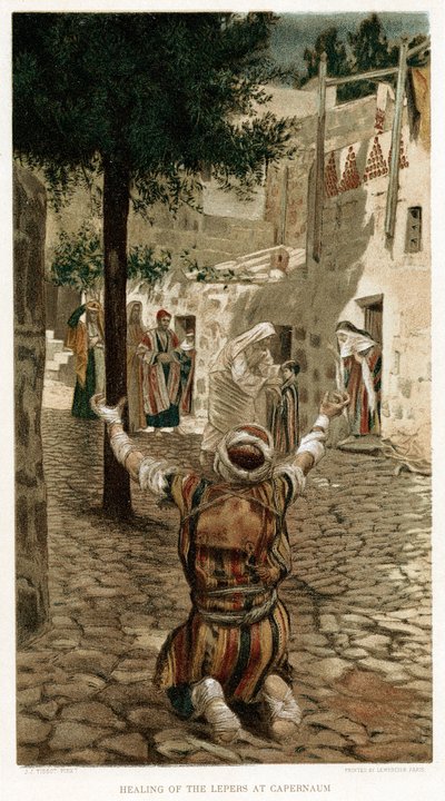 Cristo curando os leprosos em Cafarnaum, c1890 de Unbekannt