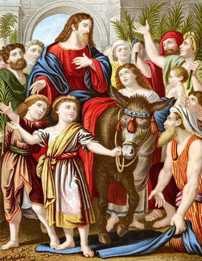 Cristo, montando, jerusalém, jumento, c1860 de Unbekannt