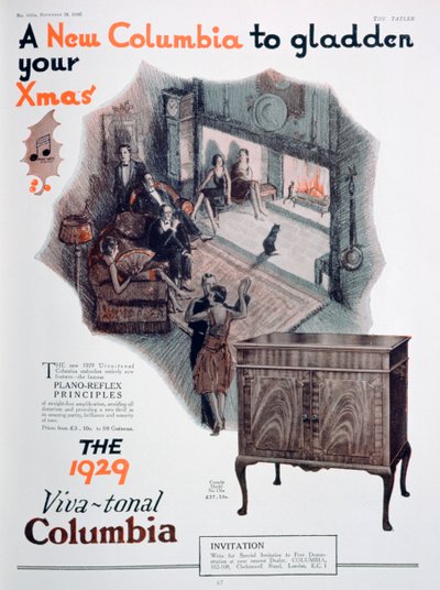 Anúncio de Natal para gramofones da Columbia, 1928 de Unbekannt