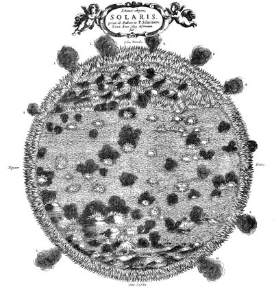 Ilustração de Christopher Scheiners de sua idéia da superfície do sol, 1635 de Unbekannt
