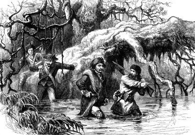 Clark e seus soldados atravessando o Wabash, c1778-1779 c1880 de Unbekannt
