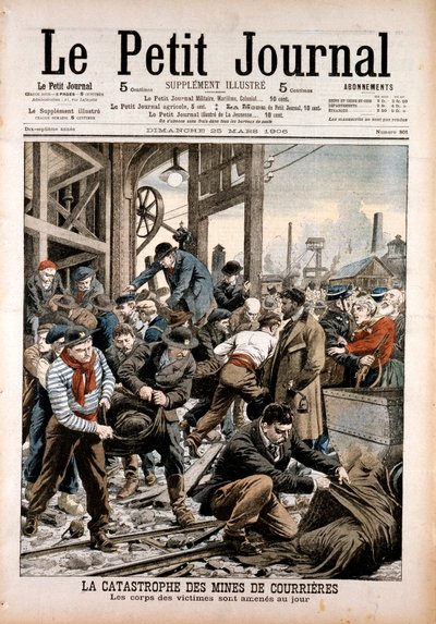 Acidente de mineração de carvão, Courrieres Mines, Pas-de-Calais, França, 1906 de Unbekannt