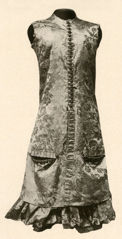 Casaco e calções cheios de seda florida vermelha escura, 1681, 1937. de Unbekannt