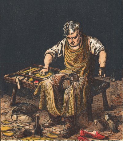 Sapateiro consertando botas, 1867. de Unbekannt