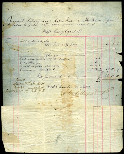 Recibo de venda de coco, Barbados a Londres, 1881 de Unbekannt