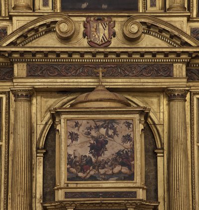 Igreja colegial. Interior. O altar-mor. O detalhe. O centro. Pintura. Óleo sobre ágata. 1624. de Unbekannt