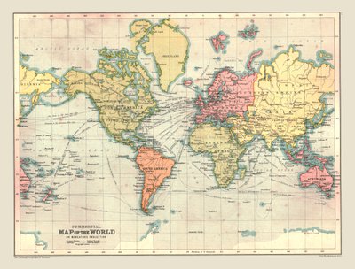 Mapa comercial do mundo, 1902. de Unbekannt