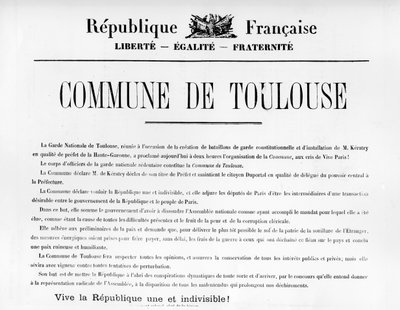 Commune de Toulouse, dos cartazes políticos franceses da Comuna de Paris de Unbekannt