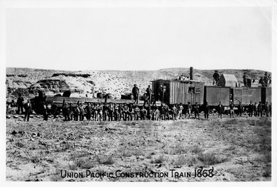 Trem de construção na Union Pacific Railroad, EUA, 1868 de Unbekannt