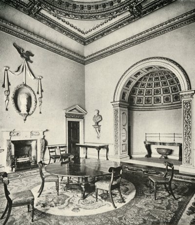 Interiores contrastados: Palladian - a sala de jantar, Holkham, Norfolk, de William Kent, com regência de Unbekannt