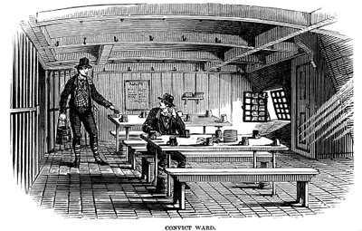 Ala condenada a bordo do hulk da prisão Warrior em Woolwich, Londres, 1848 de Unbekannt