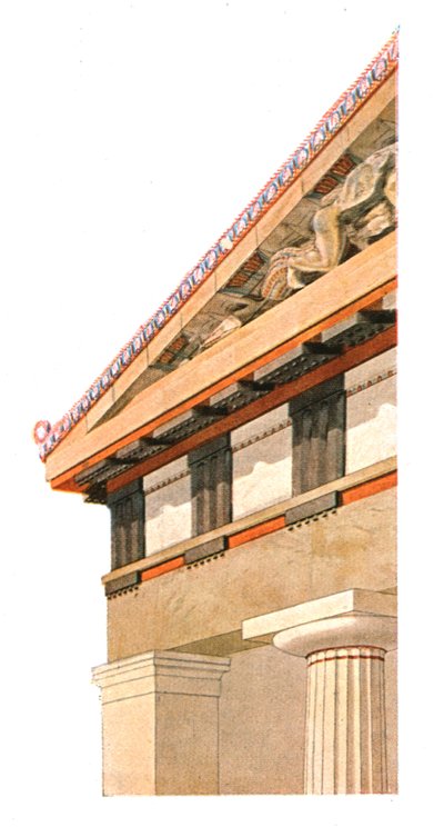 Canto do frontão do antigo templo de Atena, na Acrópole de Atenas, Grécia, 1928. de Unbekannt