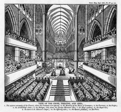 Coroação do rei Guilherme IV e da rainha Adelaide, abadia de Westminster, Londres, 1831 de Unbekannt