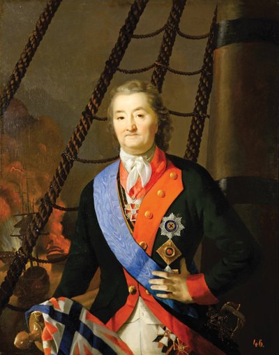 Conde Alexey Grigoryevich Orlov na batalha de Chesma, século XIX de Unbekannt