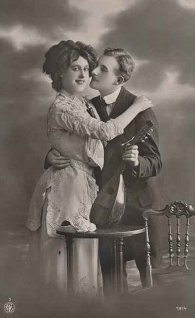 Casal com bandolim, c1910 de Unbekannt
