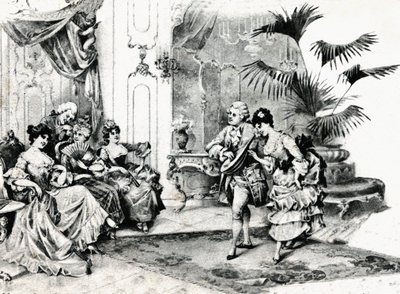 Dança da corte em fantasia Rococo. Por volta de 1900 de Unbekannt
