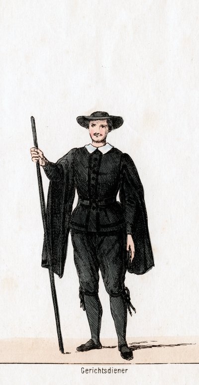Arrumador da corte, figurino da peça de Shakespeares, Henrique VIII, século XIX de Unbekannt