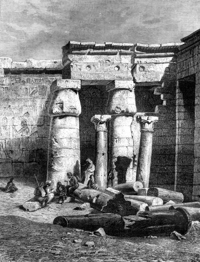 Corte com restos de uma igreja cristã, Medinet-Habou, 1881 de Unbekannt