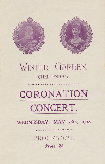 Capa do programa para um Concerto de Coroação no Winter Garden, Cheltenham, 1902. de Unbekannt