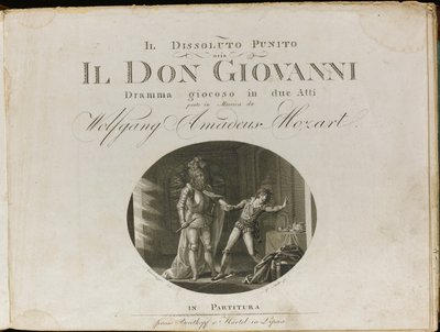 Capa da partitura da ópera Don Giovanni de Wolfgang Amadeus Mozart, 1801. de Unbekannt