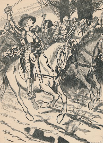 Cromwell lidera seus ironsides para a batalha, c1907 de Unbekannt
