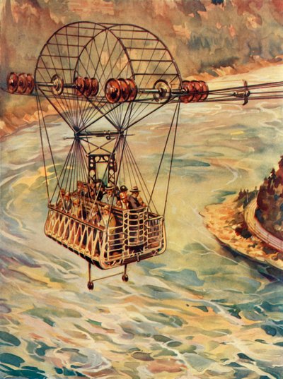 Cruzando as Cataratas do Niágara de teleférico, c1930. de Unbekannt