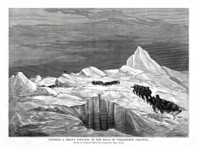 Cruzando um bloco de gelo pesado na cabeça do canal de Wellington, 1877 de Unbekannt