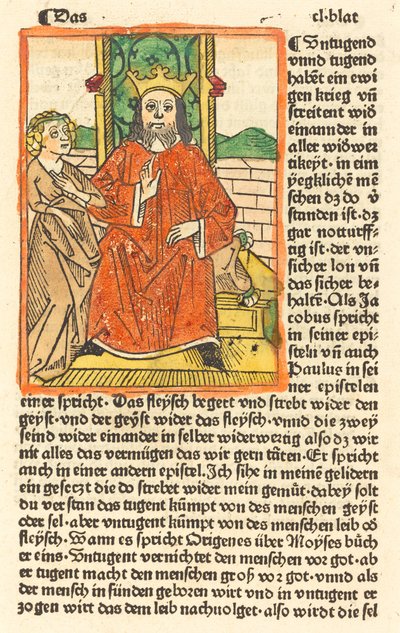 Homem coroado em um trono com a Virgem em pé à esquerda, c. 1479. de Unbekannt