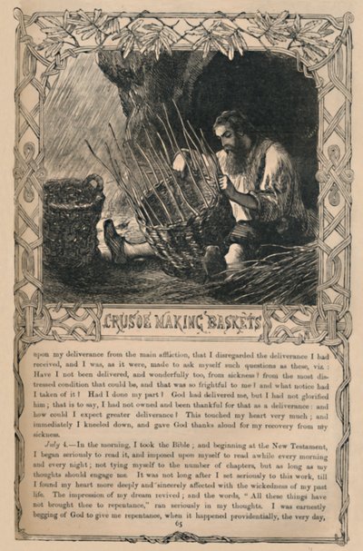 Crusoe fazendo cestas, c1870 de Unbekannt