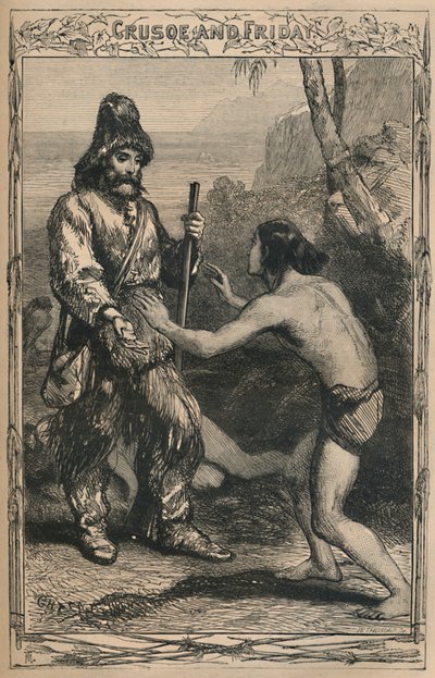 Crusoé e sexta-feira, c1870 de Unbekannt