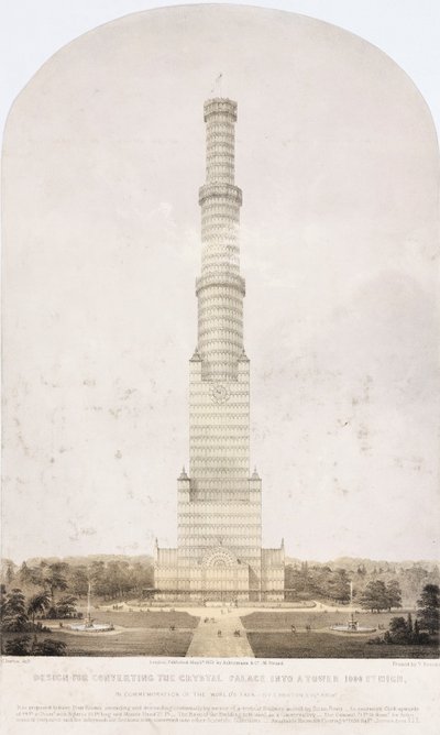 Crystal Palace, Design de Exposição Pós-Grandes para converter o Crystal Palace em uma torre de 1000 pés de altura de Unbekannt