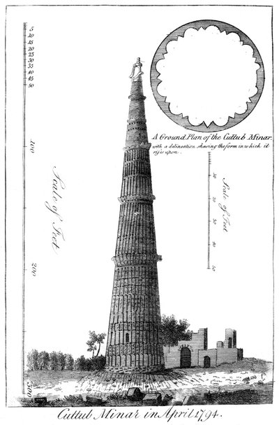 Cuttub Minar em abril de 1794, 1799 de Unbekannt