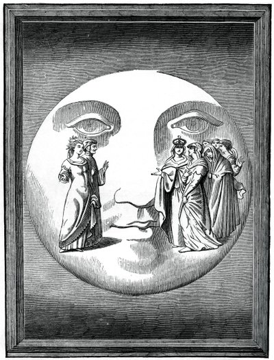 Dante e Beatrice transportados para a lua, século XVI em 1870 de Unbekannt
