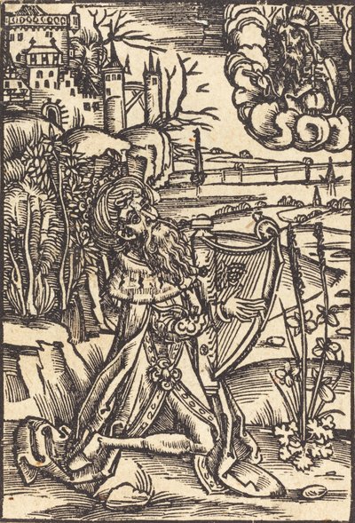 David tocando harpa, c. 1500. de Unbekannt