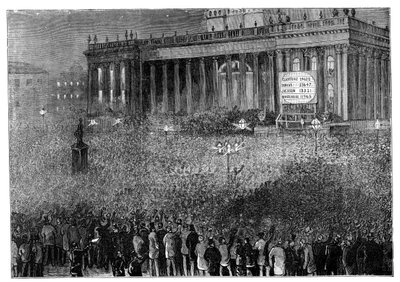 Declarando o resultado da votação durante a eleição geral, Leeds, West Yorkshire, 1880 de Unbekannt