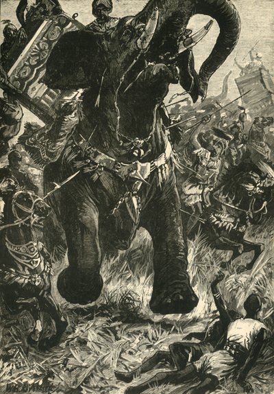 Derrota de Porus pelos macedônios, 1890. de Unbekannt