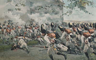 Defesa do celeiro em Essling, 1809, 1896 de Unbekannt