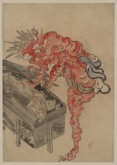 Demon, possivelmente Ibaraki, abrindo uma caixa, no início do século XIX. de Unbekannt